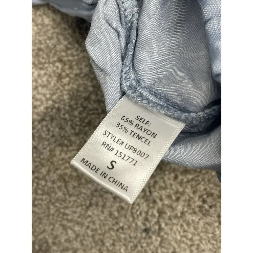 Hudson Gray Paperbag Waist Cargo Shorts Women’s Small Light Blue Chambray NWT - Picture 6 of 13